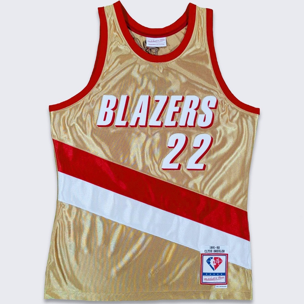 Portland Trail Blazers Clyde Drexler Gold Mitchell & Ness Basketball Jersey